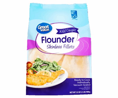 Great Value Wild Caught Flounder Skinless Fillets, 32 oz (Frozen)