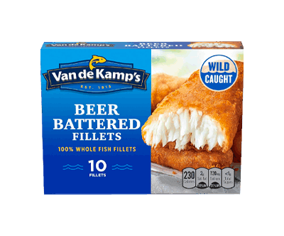 Van de Kamp's Beer Battered 100% Whole Fish Fillets, Frozen, 19.1 oz 10 ct