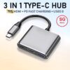 (Free Shipping SG) Type C USB Port HUB 3in1 4K HDMI Adapter USB3.0 PD 87W Charging OTG Metal Adapters for PC Laptop